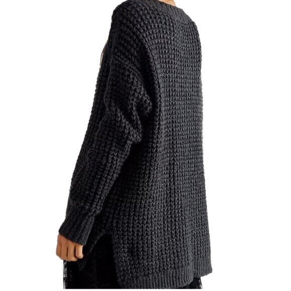 NWT Free People Whistle Thermal Button-Up Henley Sweater Comfy Black XS - Picture 13 of 13